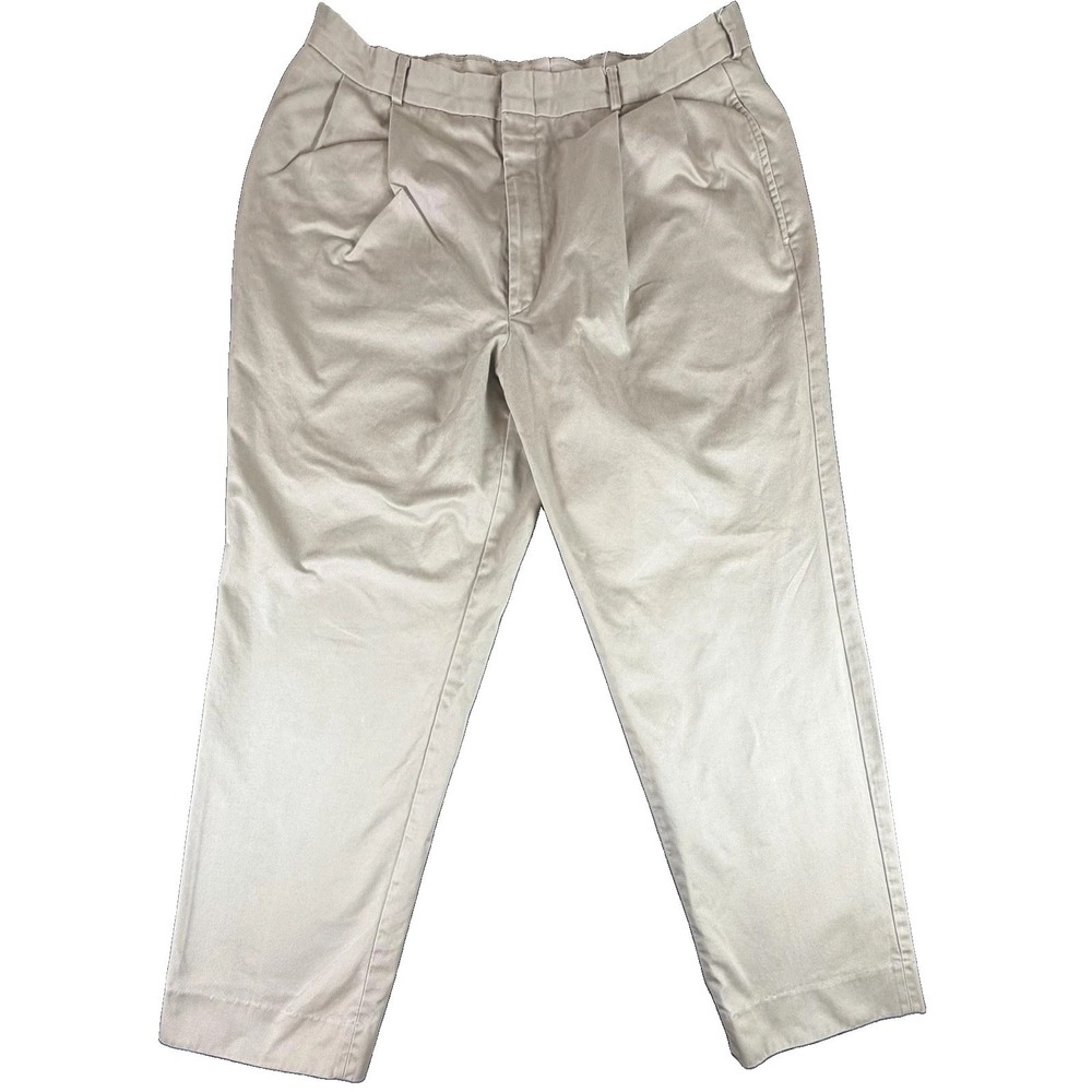 Corbin Golf Pants Mens 38x31 Beige Pleated Chino Classic Fit Twill Cotton Casual